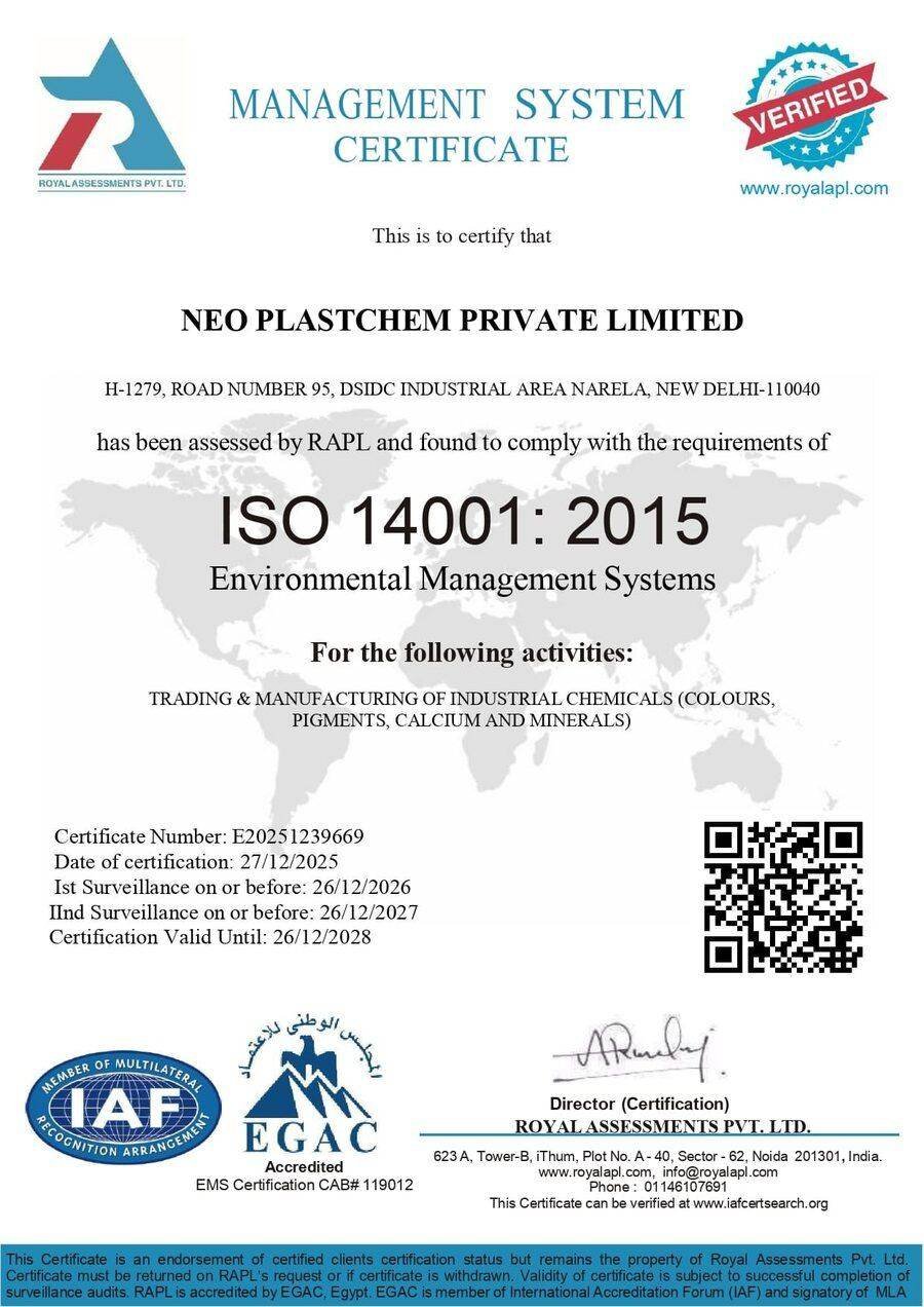 ISO 14001:2015 Environmental Management certificate